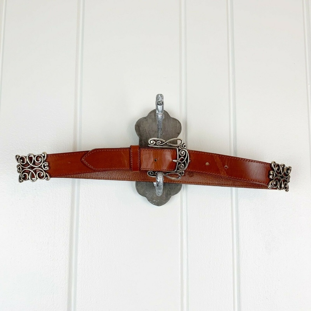 Fossil Brown Cognac Leather Embellished Belt Boho